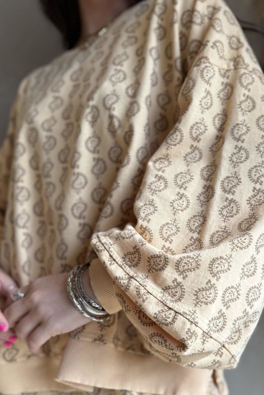 Indira Lantern Sleeve Sweatshirt Tuscan Sun & Tan